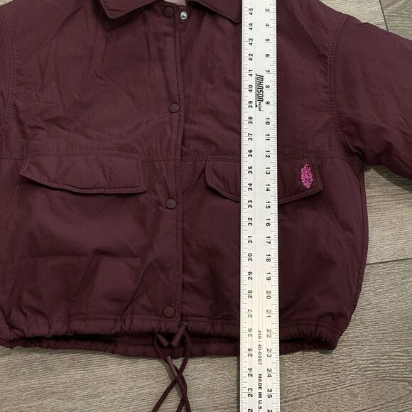 Free People Movement FP Off the Bleachers Coaches Wine Purple Jacket XS - Picture 10 of 15